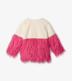 Sale Girls Sheer Pink Faux Fur Jacket Sweaters