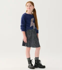 Online Girls Silver Shine Pleated Velour Skirt Bottoms