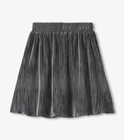 Online Girls Silver Shine Pleated Velour Skirt Bottoms