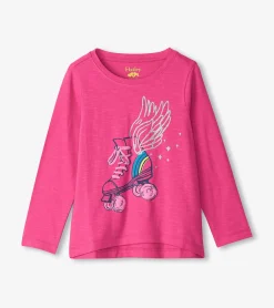 Discount Girls Skater Wings Long Sleeve Graphic Tee Tops