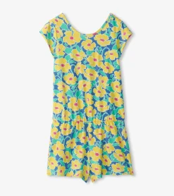 Discount Girls Sleepy Poppies Faux Romper Rompers