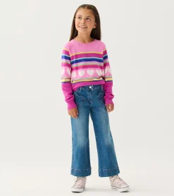 Girls Stretch Denim Wide Leg Pants Bottoms