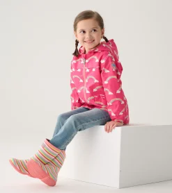 Discount Girls Summer Rainbow Zip-Up Lightweight Rain Jacket Rainwear|Rainwear