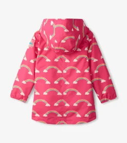Discount Girls Summer Rainbow Zip-Up Lightweight Rain Jacket Rainwear|Rainwear