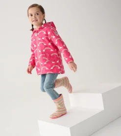Discount Girls Summer Rainbow Zip-Up Lightweight Rain Jacket Rainwear|Rainwear