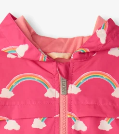Discount Girls Summer Rainbow Zip-Up Lightweight Rain Jacket Rainwear|Rainwear