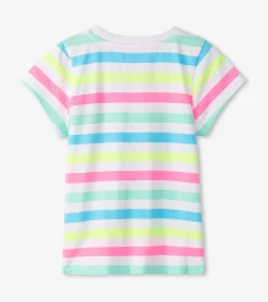 Girls Summer Sea Stripes Graphic Tee Tops