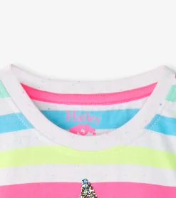 Girls Summer Sea Stripes Graphic Tee Tops