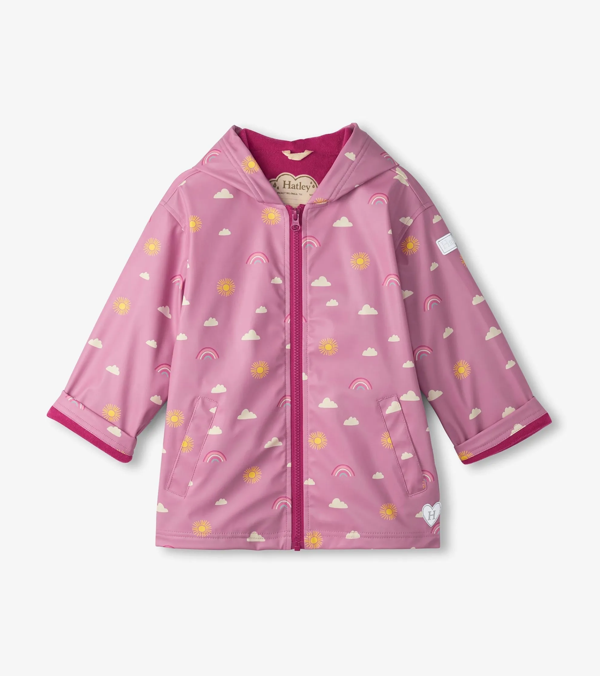 Girls Sun Charms Zip-Up Rain Jacket Rainwear|Rainwear