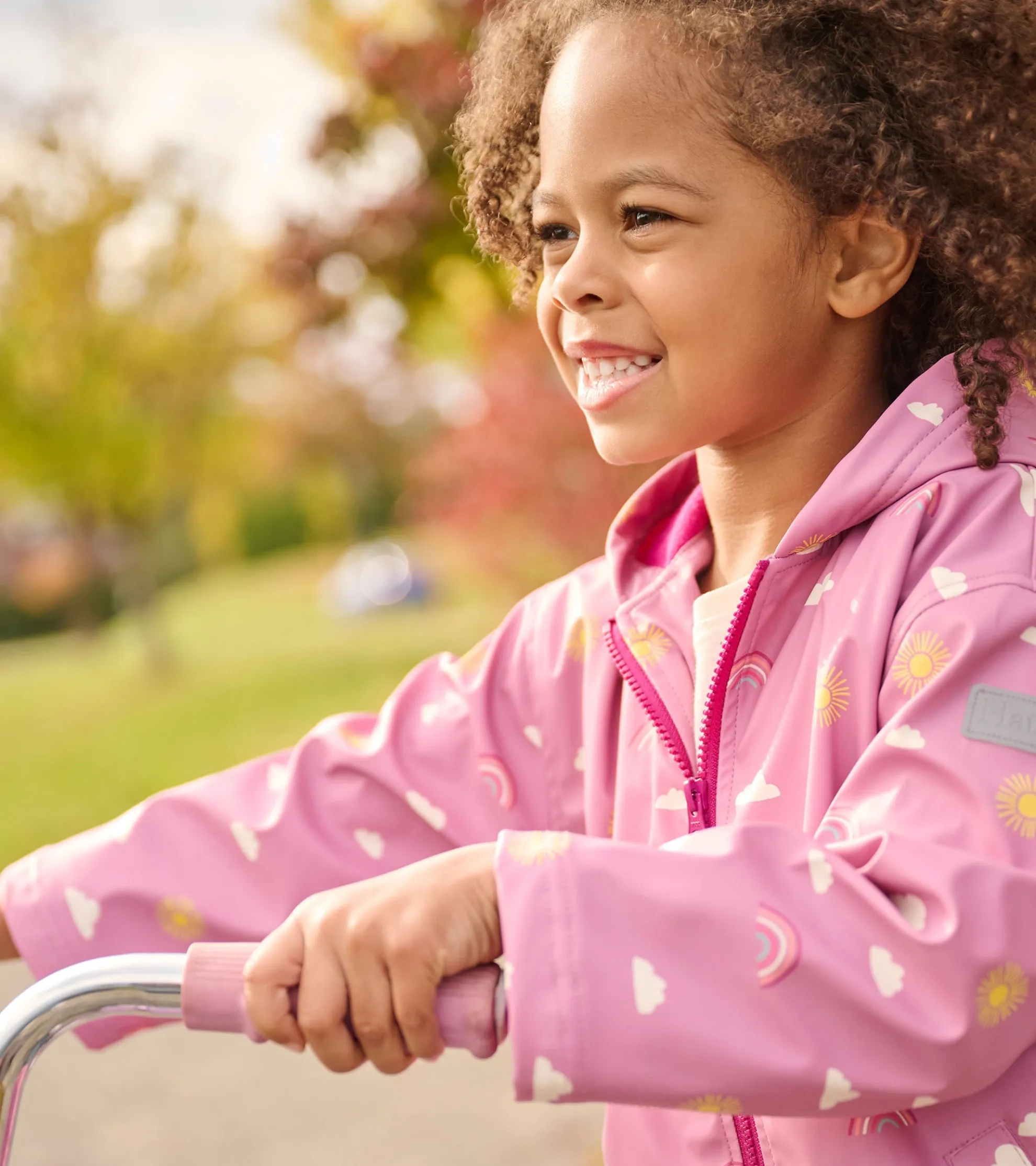 Girls Sun Charms Zip-Up Rain Jacket Rainwear|Rainwear
