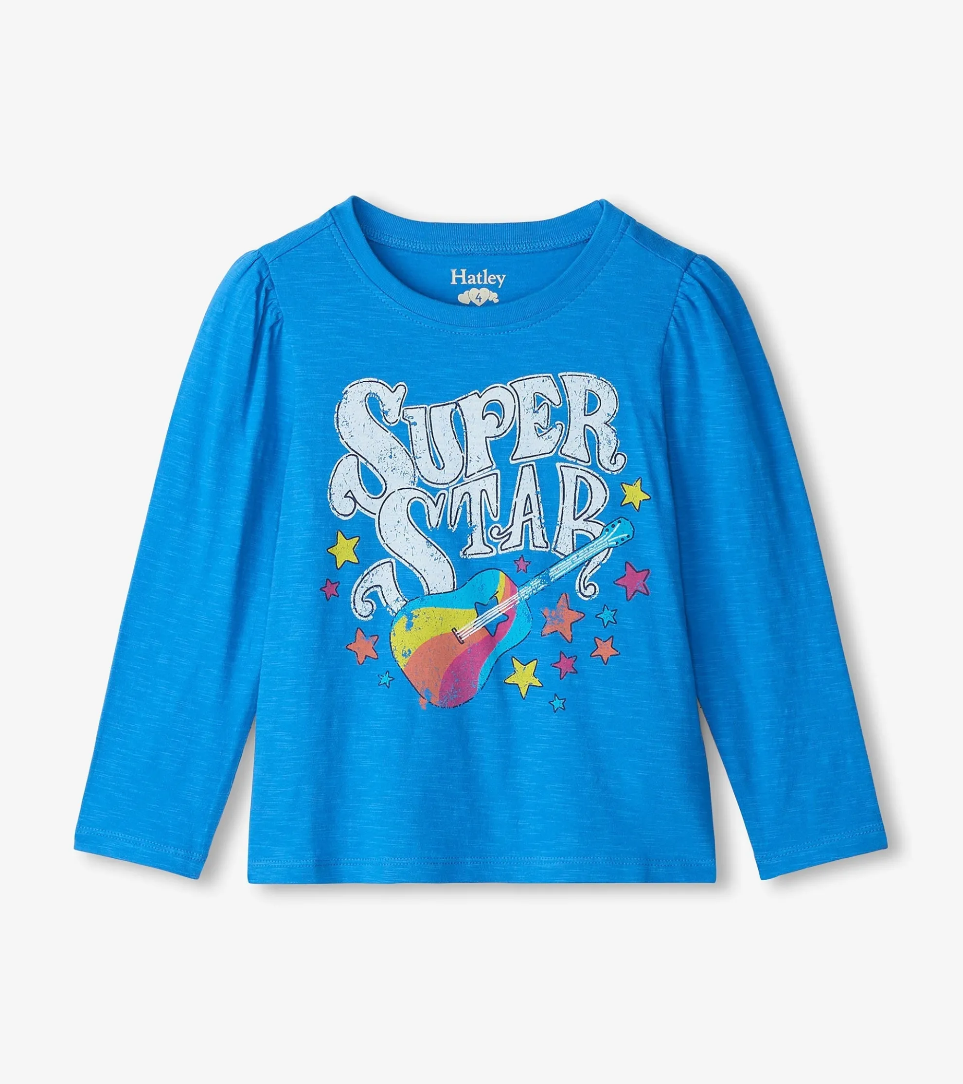 Clearance Girls Super Star Guitar Long Sleeve Graphic Tee Tops