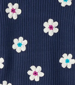 Clearance Girls Throwback Flowers Fluffy Sleeve Sweater Tunic Sweaters