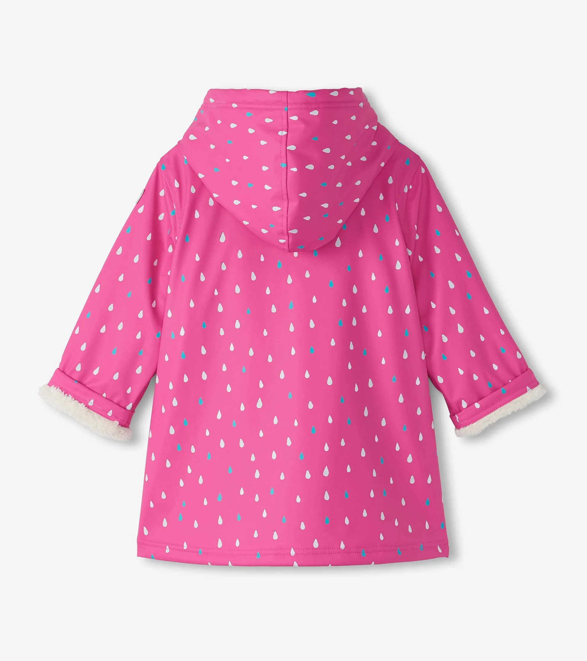 Discount Girls Tiny Dots Sherpa Lined Button-Up Rain Jacket Rainwear|Rainwear