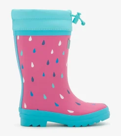 New Girls Tiny Drops Sherpa Lined Rain Boots Rainwear|Rainwear
