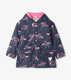 Outlet Girls Unicorn Constellations Colour Changing Button-Up Rain Jacket Rainwear|Rainwear