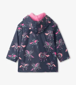 Outlet Girls Unicorn Constellations Colour Changing Button-Up Rain Jacket Rainwear|Rainwear