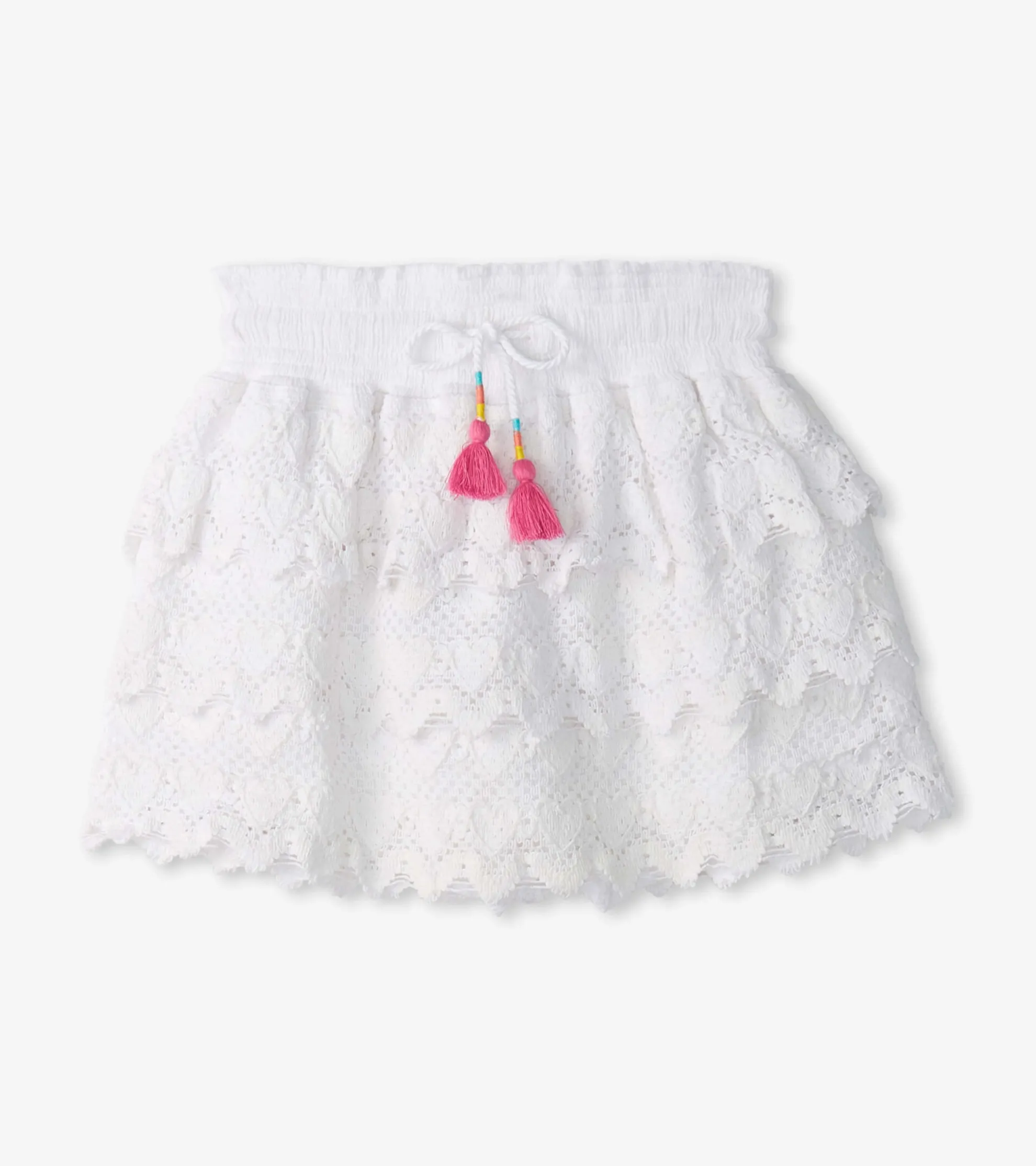 Clearance Girls White Hearts Floaty Skort Bottoms