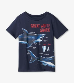 Best Great White Shark Graphic Tee BOY Tops