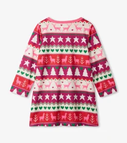 Hot Holiday Fair Isle Long Sleeve Girls Nightgown Sleepwear|Sleepwear