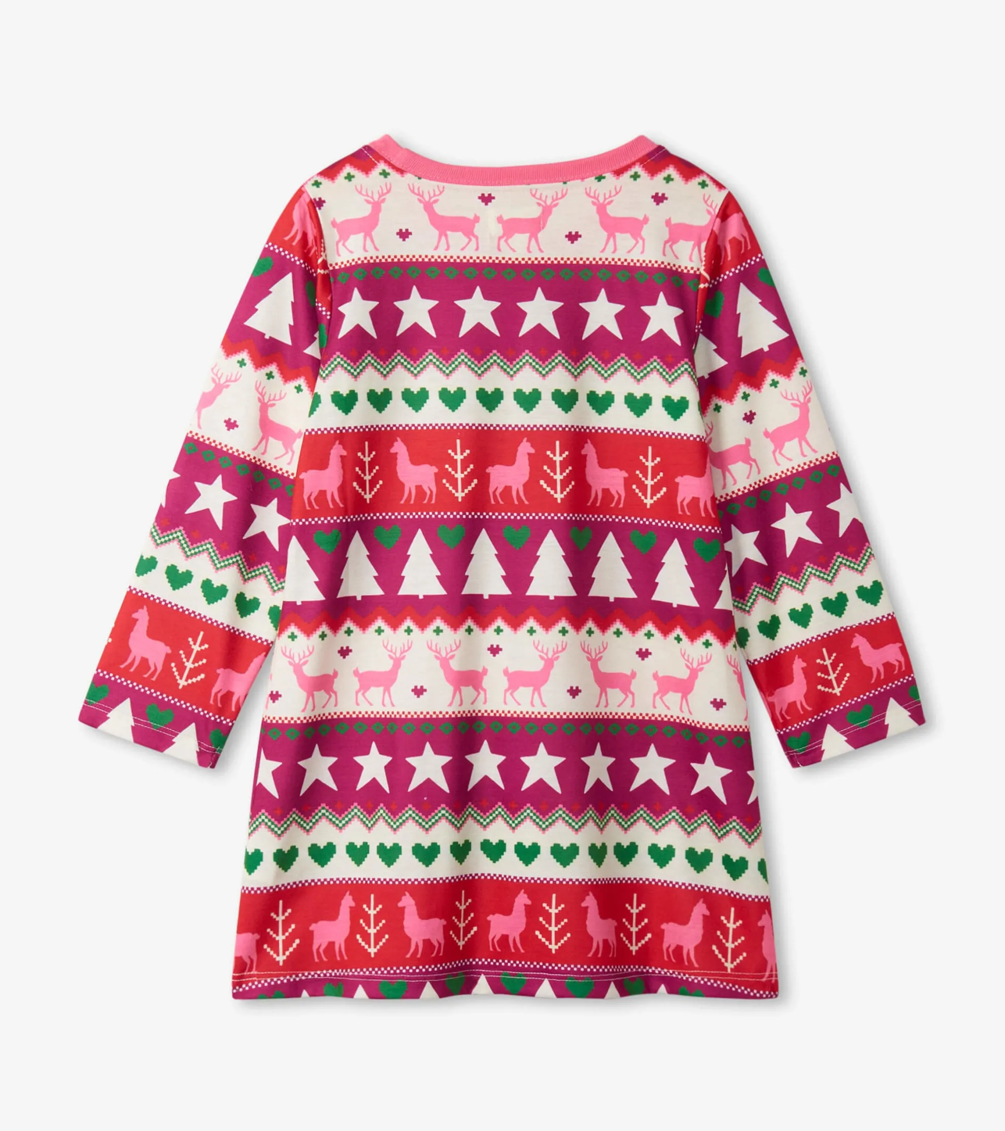 Hot Holiday Fair Isle Long Sleeve Girls Nightgown Sleepwear|Sleepwear