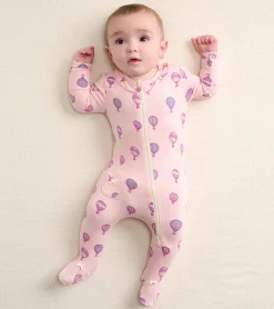 Sale Hot Air Balloons Newborn Ruffle Footed Sleeper Sleepwear|Sleepwear