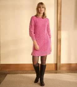 Outlet Juliet Cable Knit Dress - Raspberry Pink Women Dresses