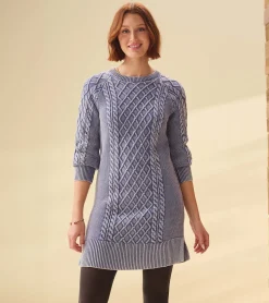 New Juliet Cable Knit Dress - Bleached Denim Women Dresses
