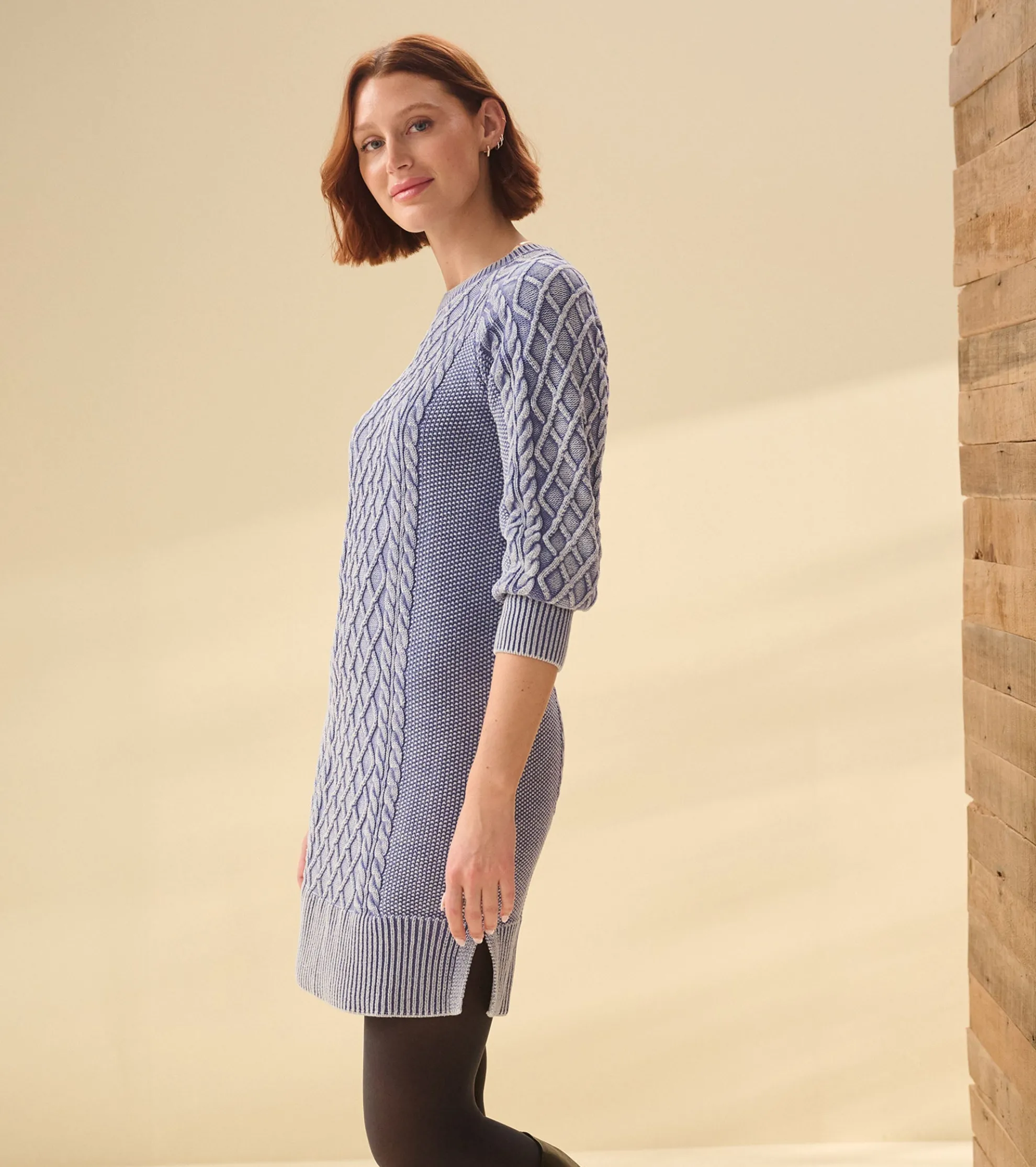 New Juliet Cable Knit Dress - Bleached Denim Women Dresses