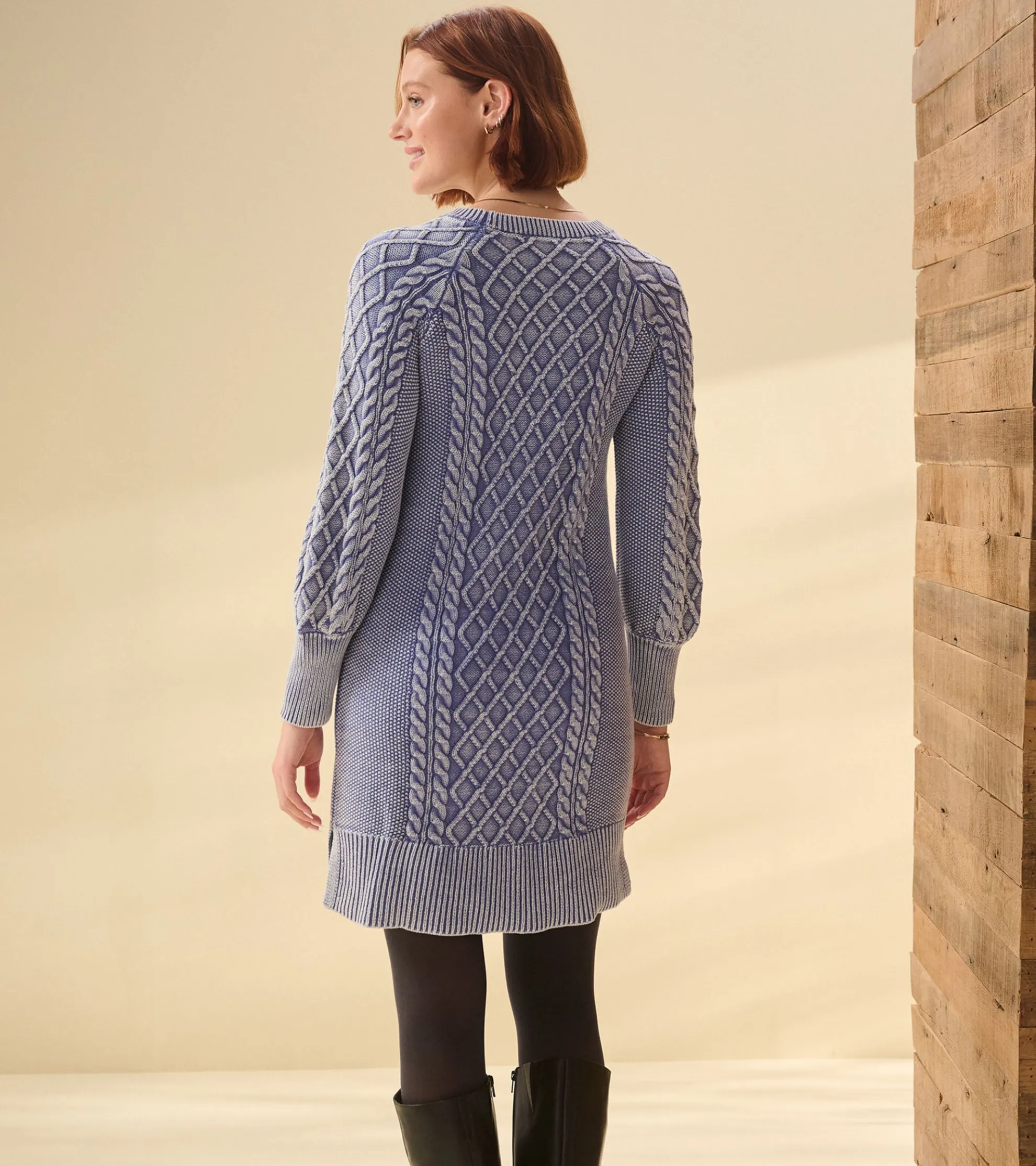 New Juliet Cable Knit Dress - Bleached Denim Women Dresses
