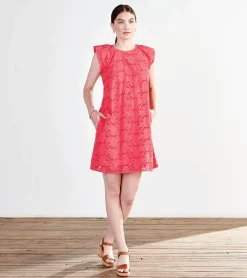 New Kaia Eyelet Dress - Rouge Red Women Dresses