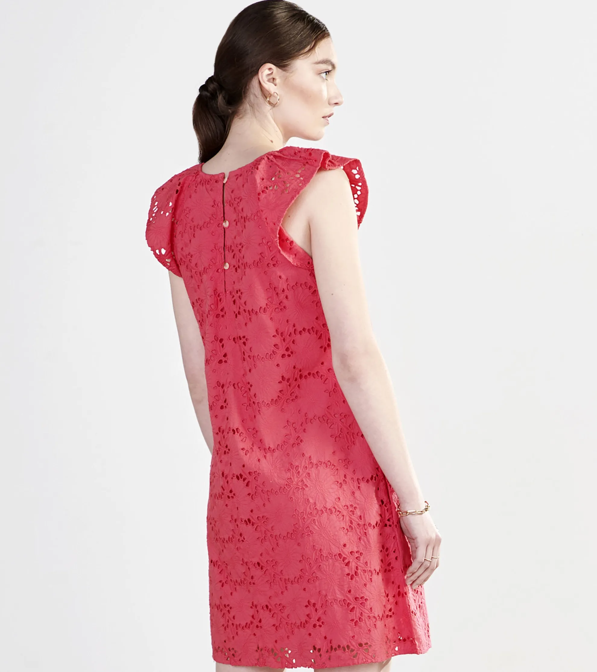 New Kaia Eyelet Dress - Rouge Red Women Dresses