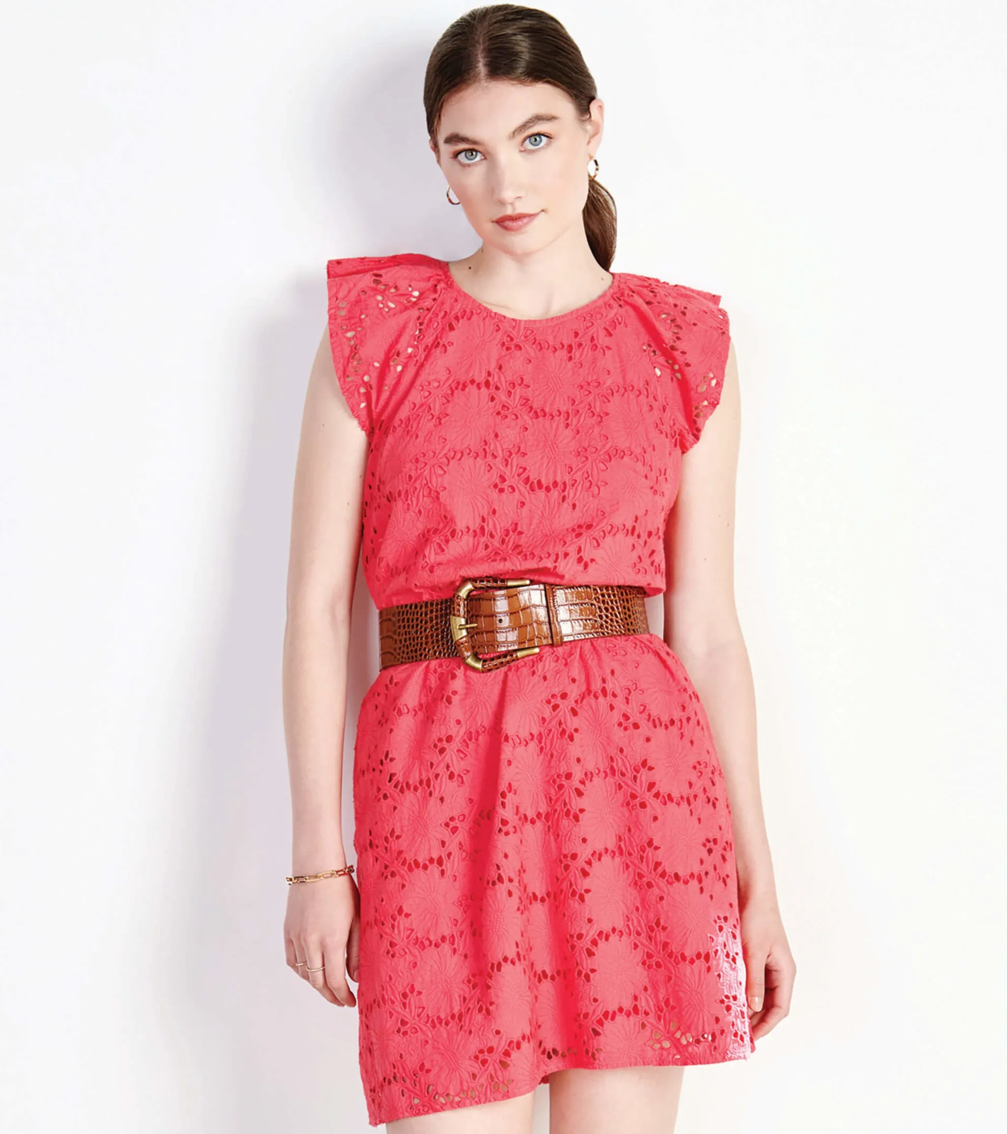 New Kaia Eyelet Dress - Rouge Red Women Dresses