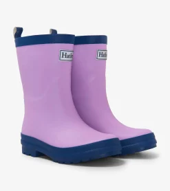 Kids Lilac And Navy Matte Rain Boots Rainwear|Rainwear