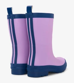 Kids Lilac And Navy Matte Rain Boots Rainwear|Rainwear