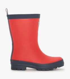 Online Kids Red & Navy Matte Rain Boots BOY Rainwear|Rainwear