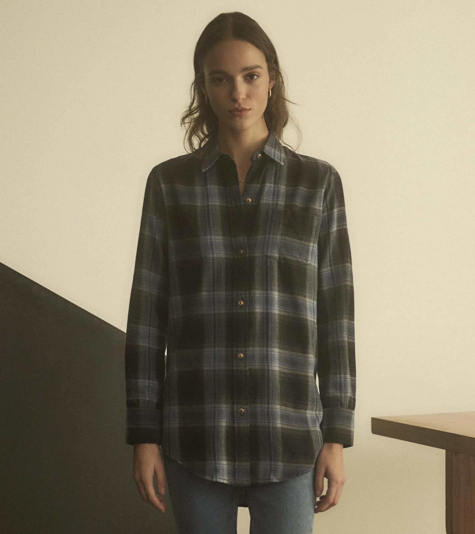 Lara Tunic - Caviar Plaid Women Tops