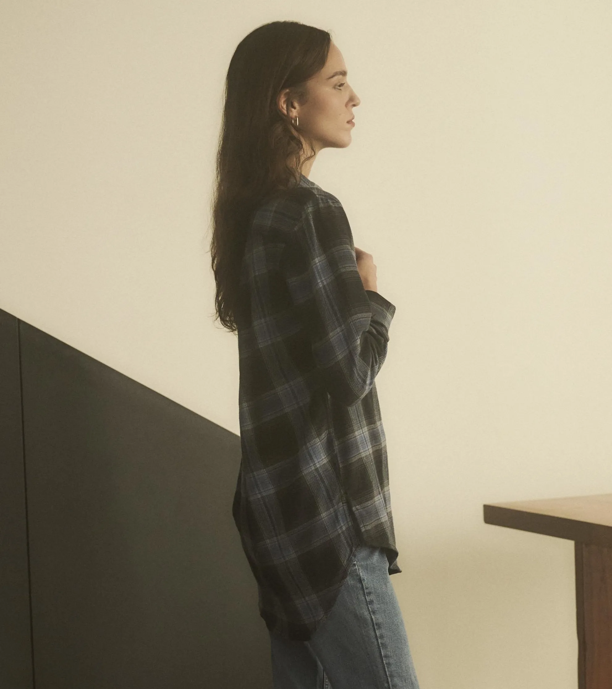 Lara Tunic - Caviar Plaid Women Tops