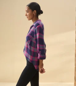 Sale Lila Button Down - Fuchsia Plaid Women Tops
