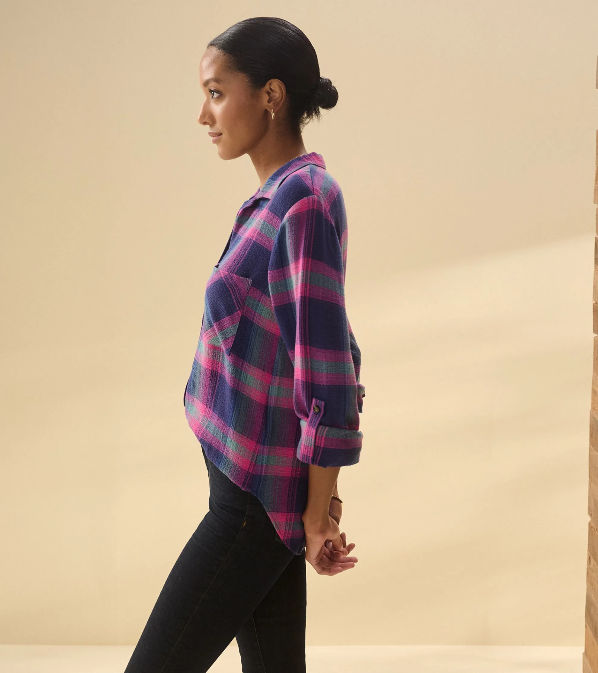Sale Lila Button Down - Fuchsia Plaid Women Tops