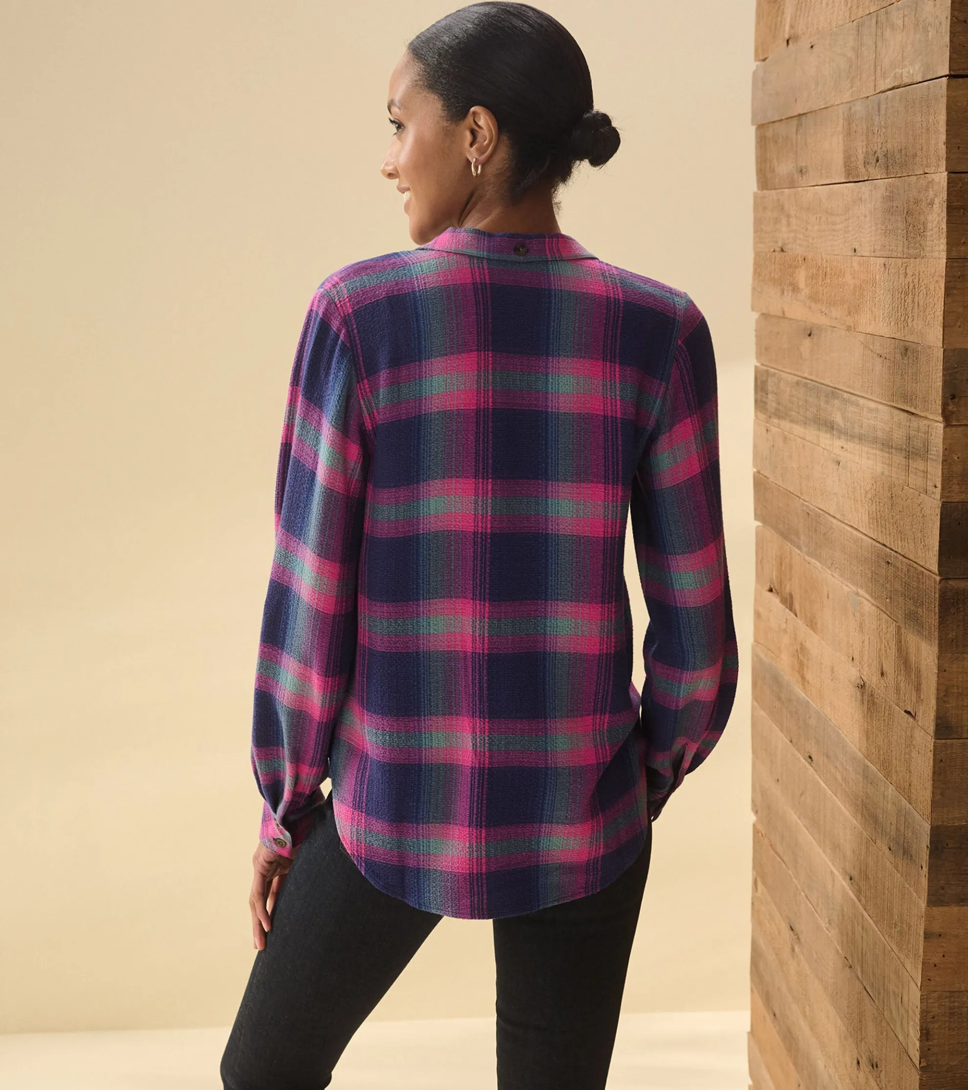 Sale Lila Button Down - Fuchsia Plaid Women Tops