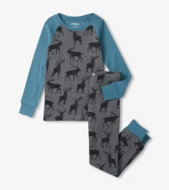 Outlet Magestic Elks Raglan Kids Organic Cotton Pajama Set BOY Sleepwear|Sleepwear
