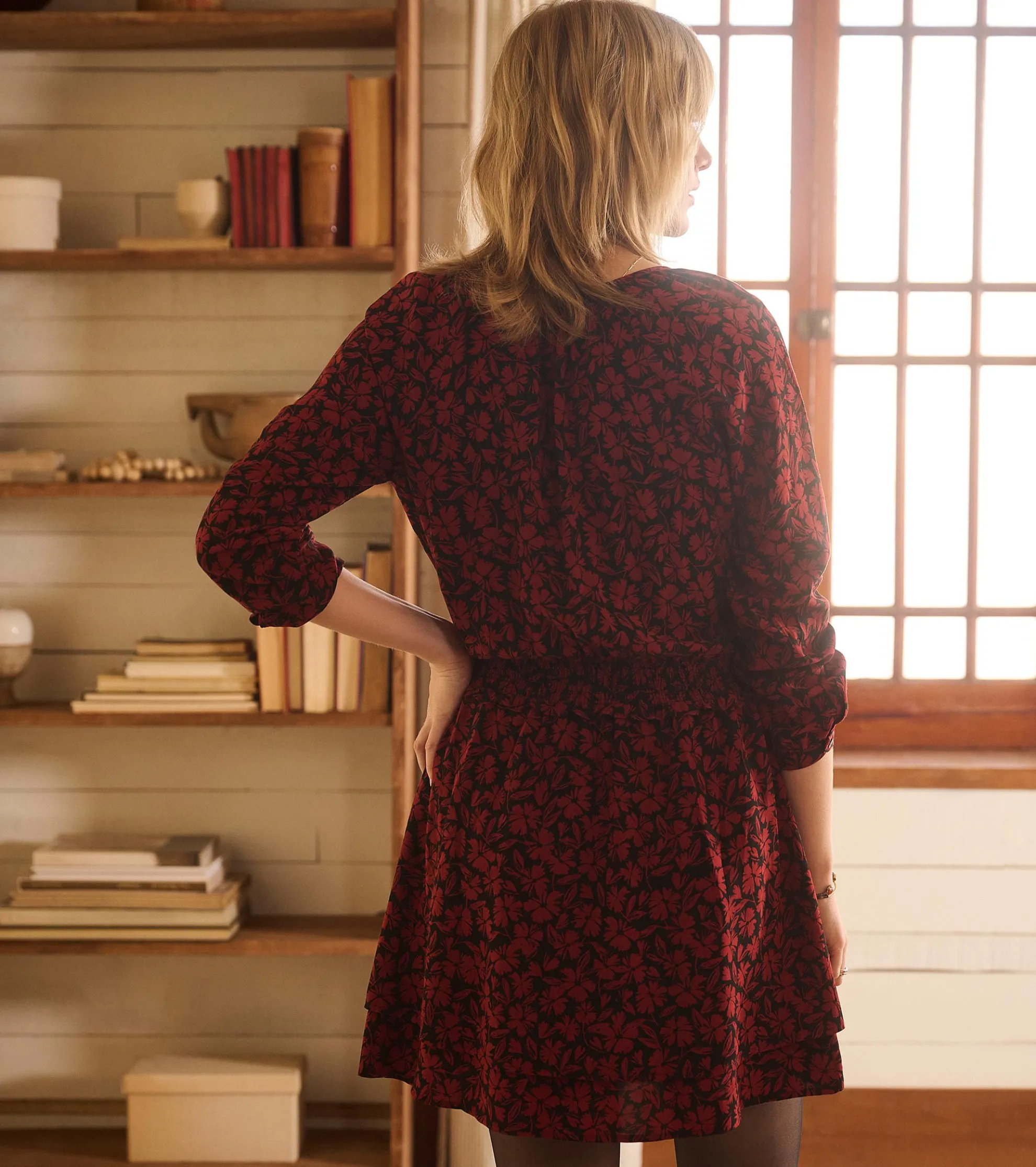 New Mia Smocked Waist Dress - Floral Scatter Women Dresses