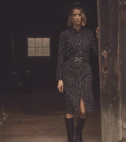 Best Midi Shirt Dress - Classic Spots Women Dresses