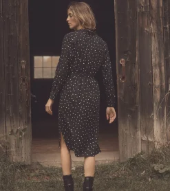 Best Midi Shirt Dress - Classic Spots Women Dresses