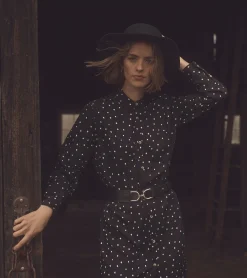 Best Midi Shirt Dress - Classic Spots Women Dresses