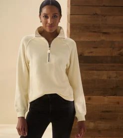 Outlet Mock Neck Pullover - Almond Beige Women Sweaters