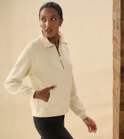 Outlet Mock Neck Pullover - Almond Beige Women Sweaters