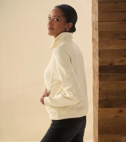 Outlet Mock Neck Pullover - Almond Beige Women Sweaters