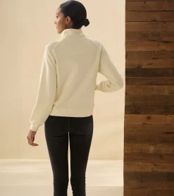 Outlet Mock Neck Pullover - Almond Beige Women Sweaters