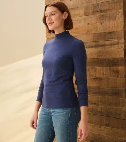 New Mock Neck Top - Patriot Blue Women Tops